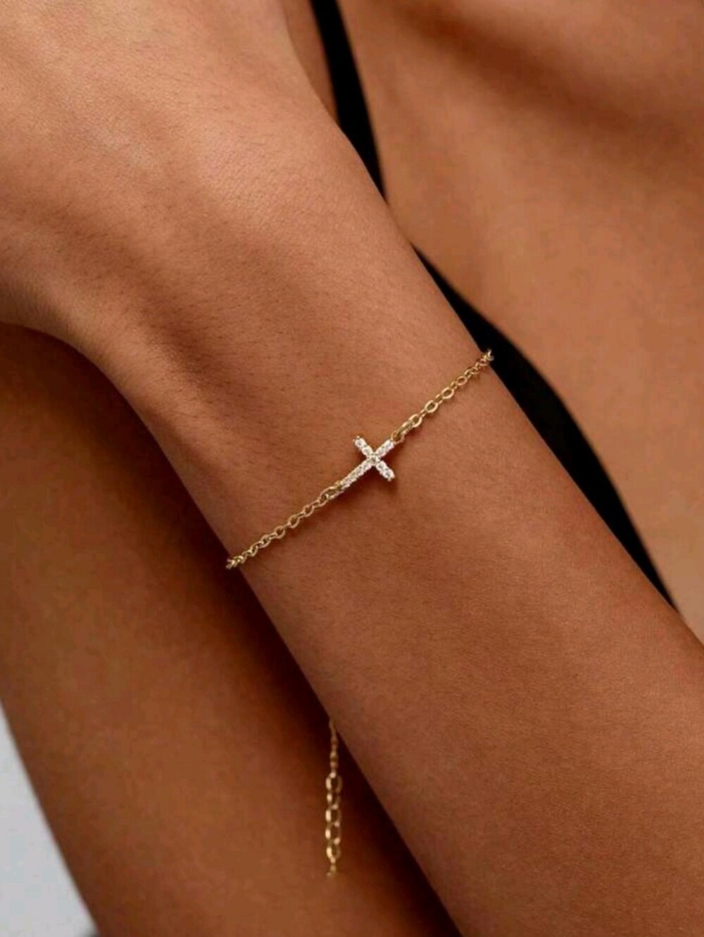 Anthropologie Eve Gold Lab Diamond Cross Bracelet⁶